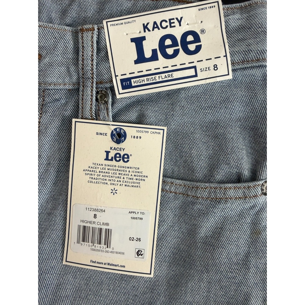 Kacey Lee Long Denim Chaps Wide Flare Jeans, NWT, Size 8 - Picture 3 of 8